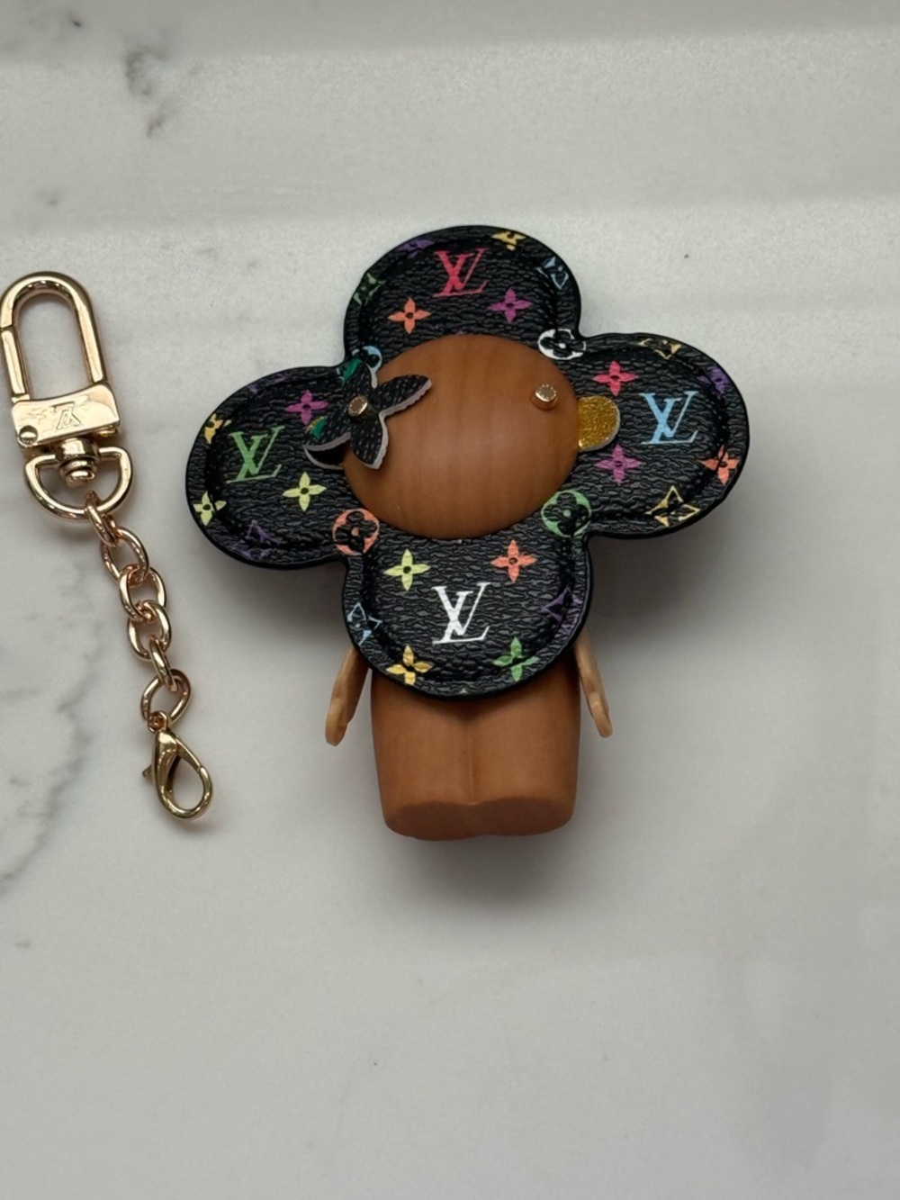 LV Multicolor Monogram Flower Bag/Key Charm - Black/Multi